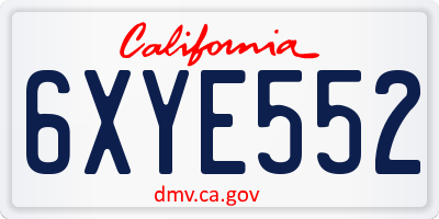 CA license plate 6XYE552