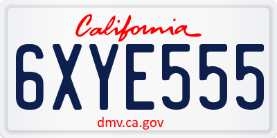CA license plate 6XYE555