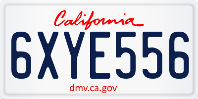 CA license plate 6XYE556