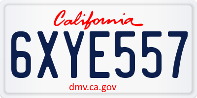 CA license plate 6XYE557