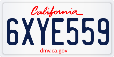 CA license plate 6XYE559