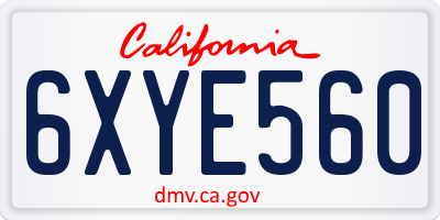 CA license plate 6XYE560