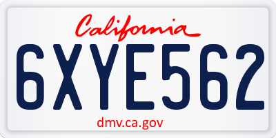 CA license plate 6XYE562