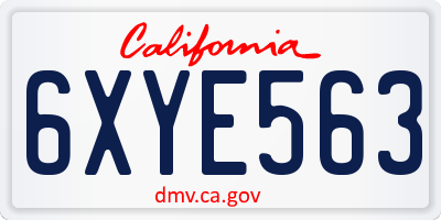CA license plate 6XYE563
