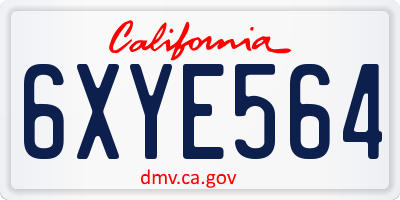 CA license plate 6XYE564