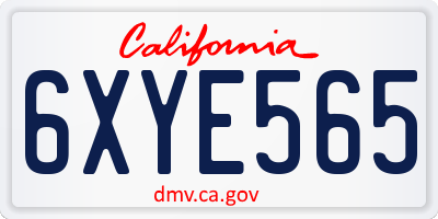CA license plate 6XYE565