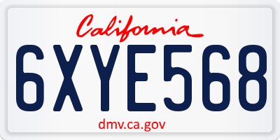 CA license plate 6XYE568