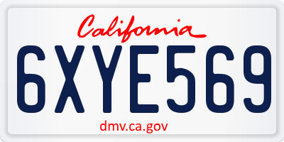 CA license plate 6XYE569