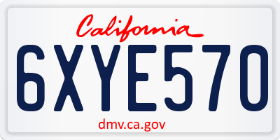 CA license plate 6XYE570