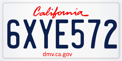 CA license plate 6XYE572