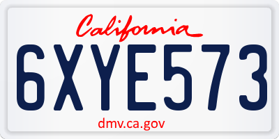 CA license plate 6XYE573