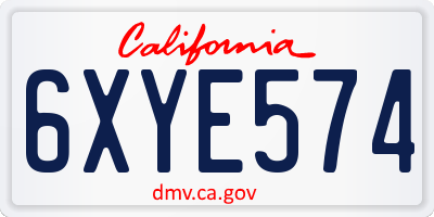 CA license plate 6XYE574
