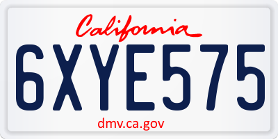 CA license plate 6XYE575