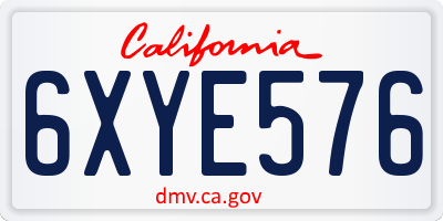 CA license plate 6XYE576