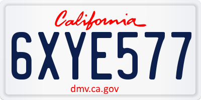 CA license plate 6XYE577