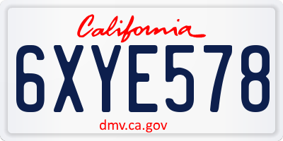 CA license plate 6XYE578