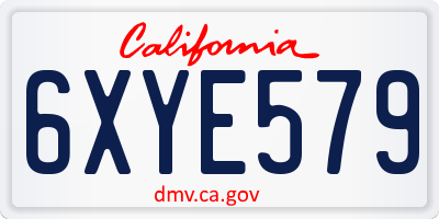 CA license plate 6XYE579