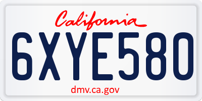 CA license plate 6XYE580