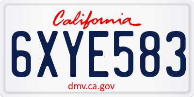 CA license plate 6XYE583