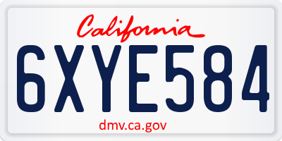 CA license plate 6XYE584