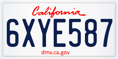 CA license plate 6XYE587