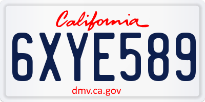 CA license plate 6XYE589