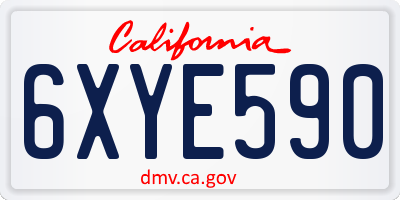 CA license plate 6XYE590