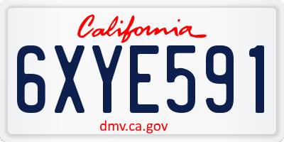 CA license plate 6XYE591
