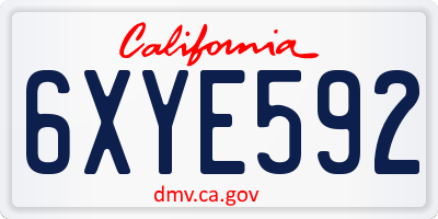 CA license plate 6XYE592