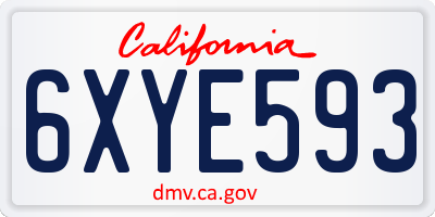 CA license plate 6XYE593