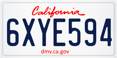 CA license plate 6XYE594