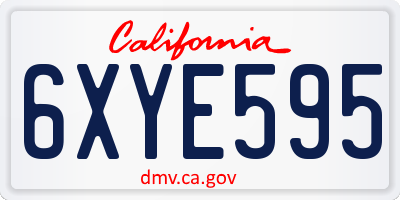 CA license plate 6XYE595