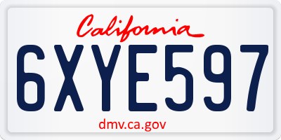 CA license plate 6XYE597