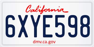 CA license plate 6XYE598