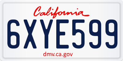 CA license plate 6XYE599