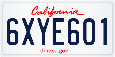 CA license plate 6XYE601