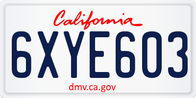 CA license plate 6XYE603