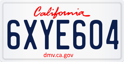 CA license plate 6XYE604