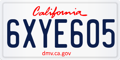 CA license plate 6XYE605