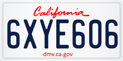 CA license plate 6XYE606