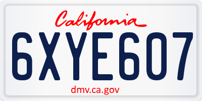 CA license plate 6XYE607