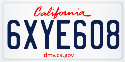 CA license plate 6XYE608