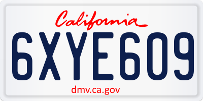 CA license plate 6XYE609