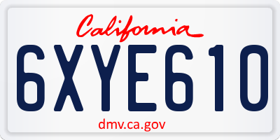 CA license plate 6XYE610