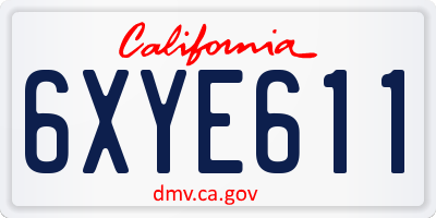 CA license plate 6XYE611