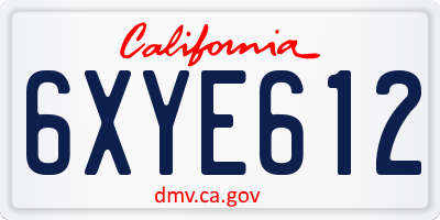 CA license plate 6XYE612