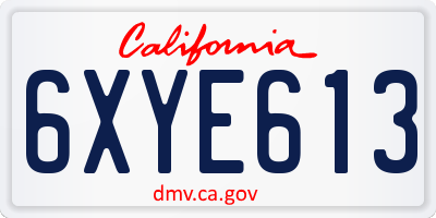 CA license plate 6XYE613