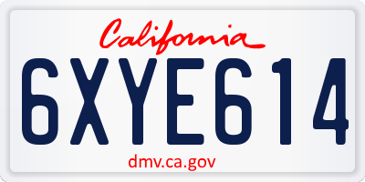 CA license plate 6XYE614
