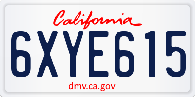 CA license plate 6XYE615