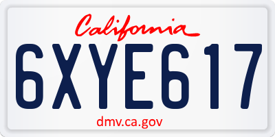 CA license plate 6XYE617